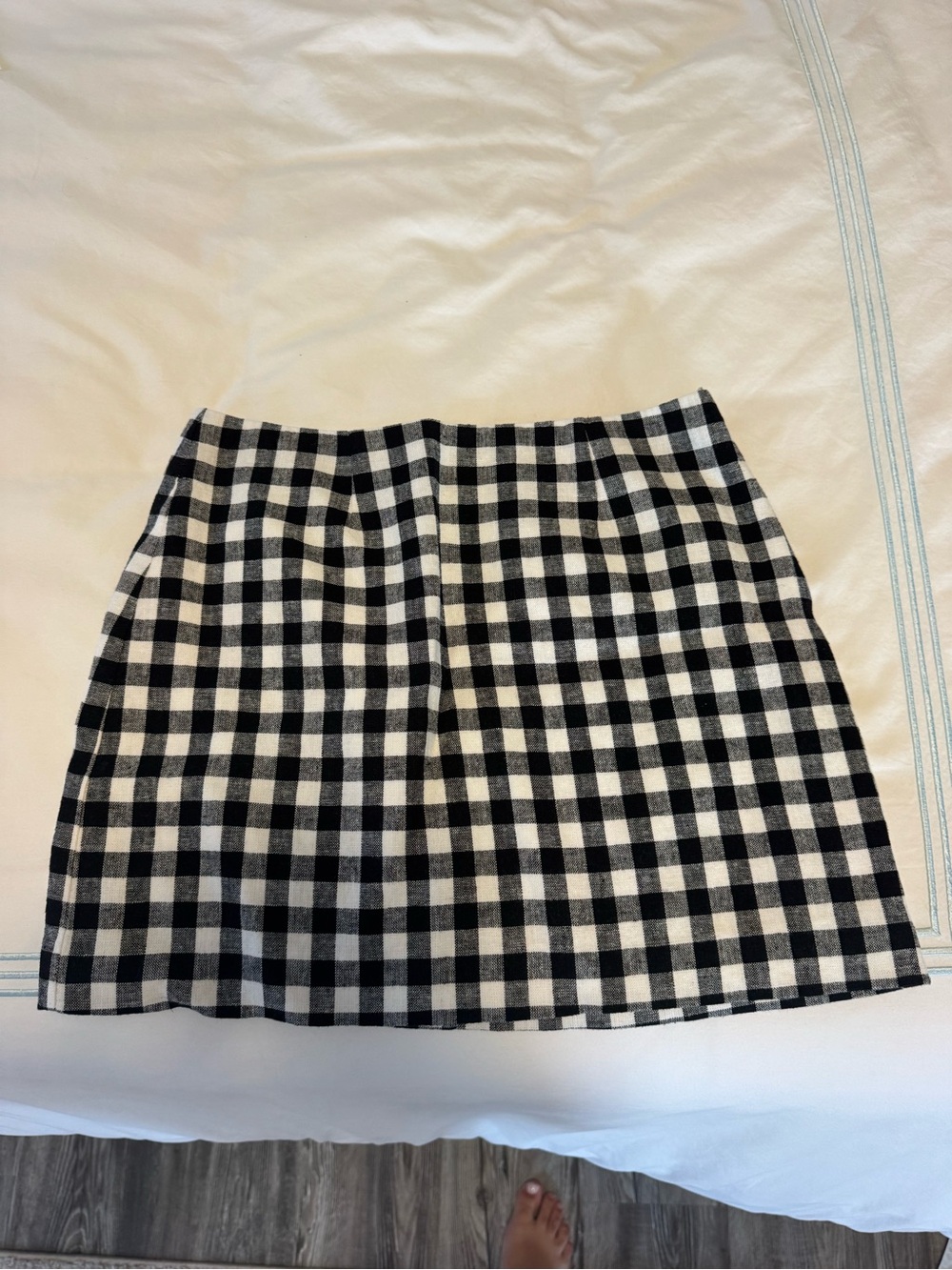 Wayf Black and White Gingham Mini Skirt